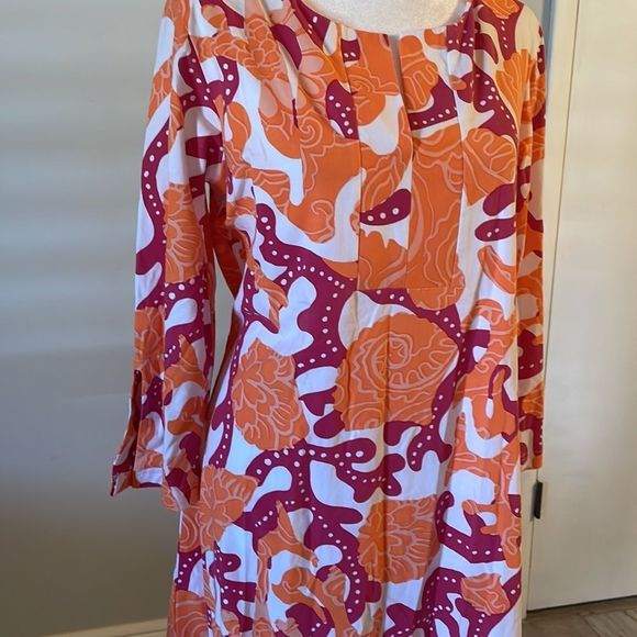 [Barbara Gerwit] Pink/Orange Pattern Dress - Size Large - Picture 2 of 5